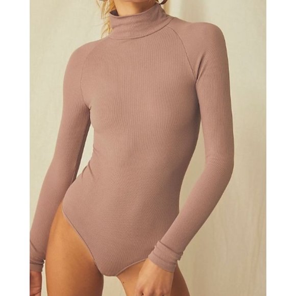 Free People Tops - Intimately Free People Seamless Turtleneck Bodysuit Ribbed Women's M/L Coyote